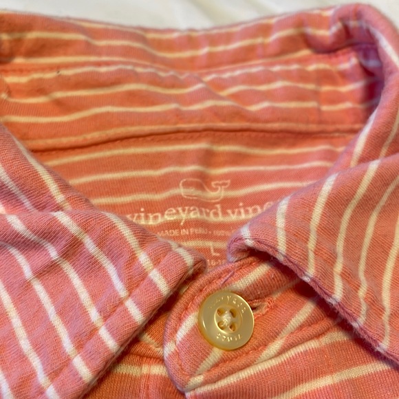 Vineyard Vines Striped Polo. Pink, L - Picture 2 of 2